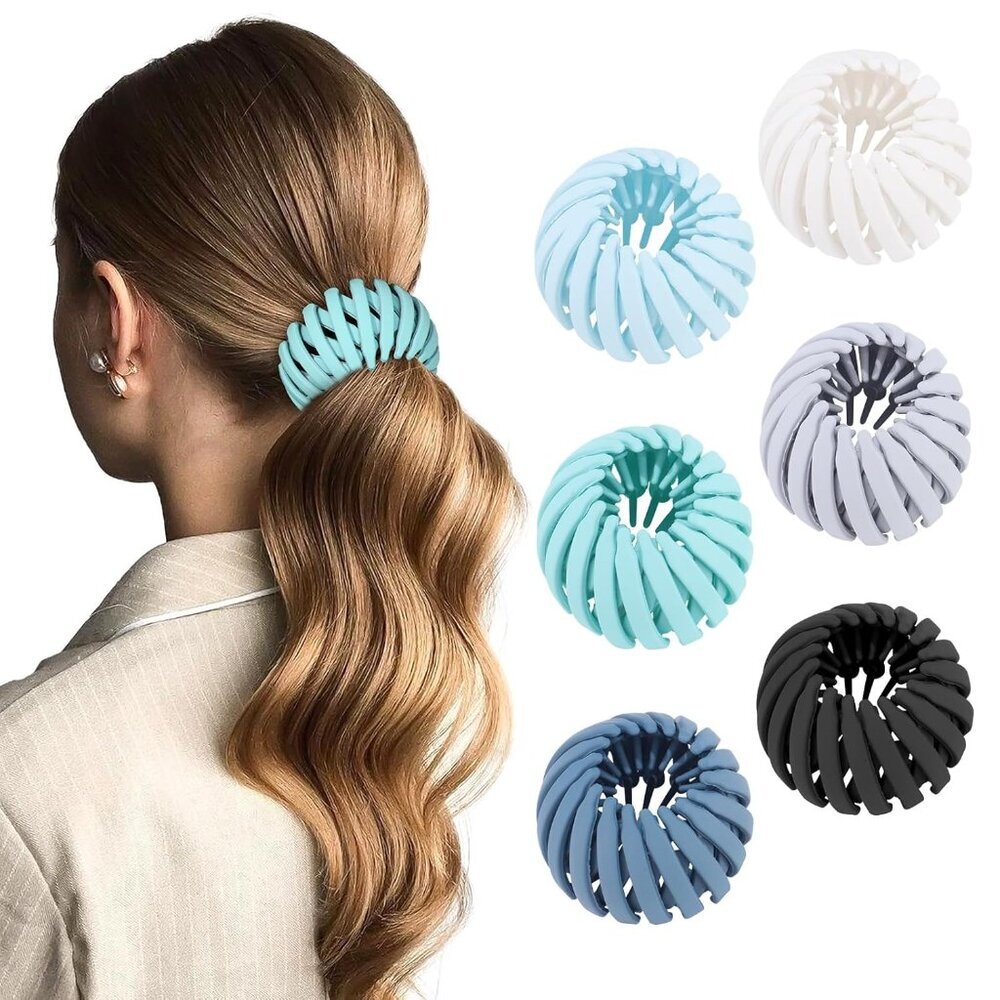 6Pcs Bird Nest Magic Hair Clips Hair Nest for Bun Strong Ponytail Holders Hair A